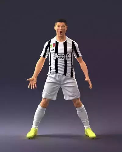 000226 Soccer Player in Striped Kit Celebration Pose 1123