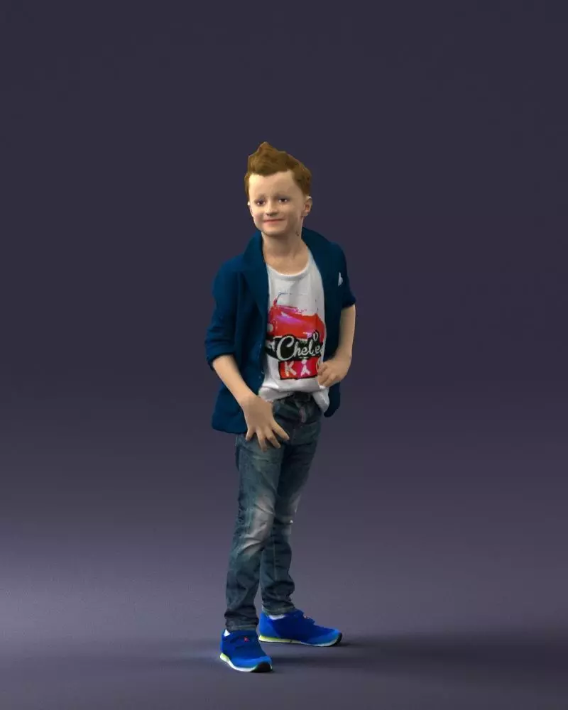 000611 3D Printable BoyFigurine Casual Style Blue Jacket STL 3D print model
