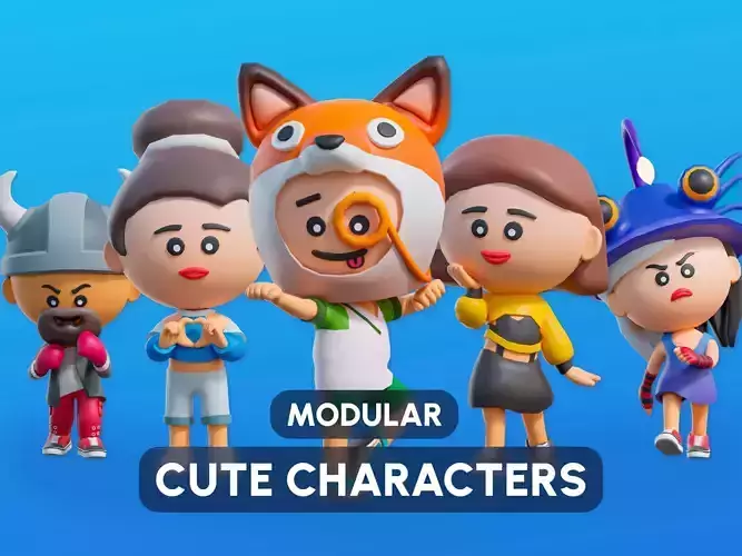 Cute Characters Low-poly 3D model