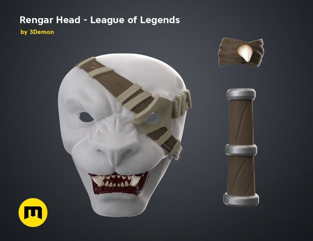 Rengar Head - League of Legends 3D print model_26