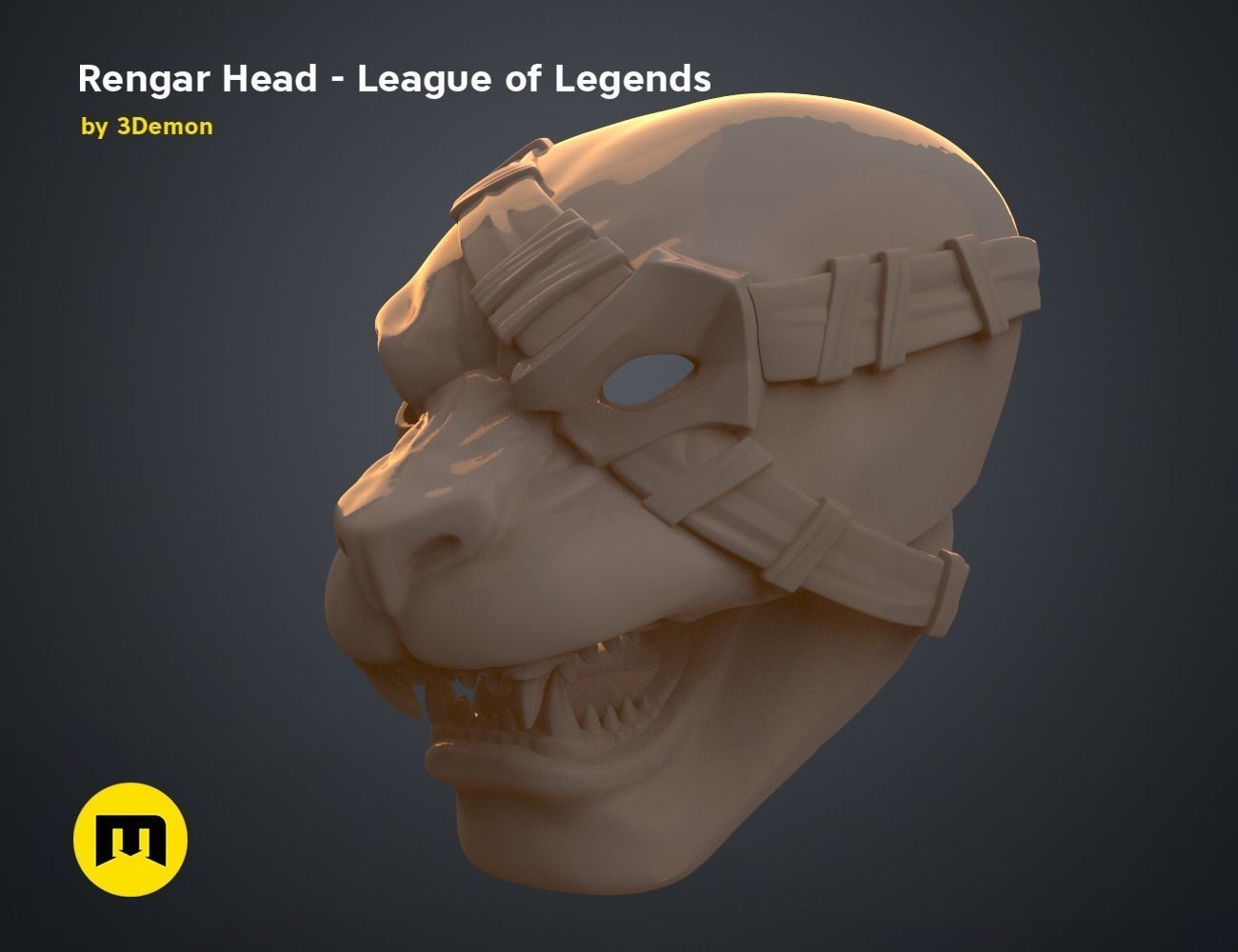 Rengar Head - League of Legends 3D print model_9