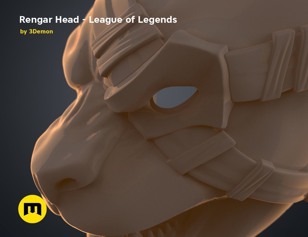Rengar Head - League of Legends 3D print model_11