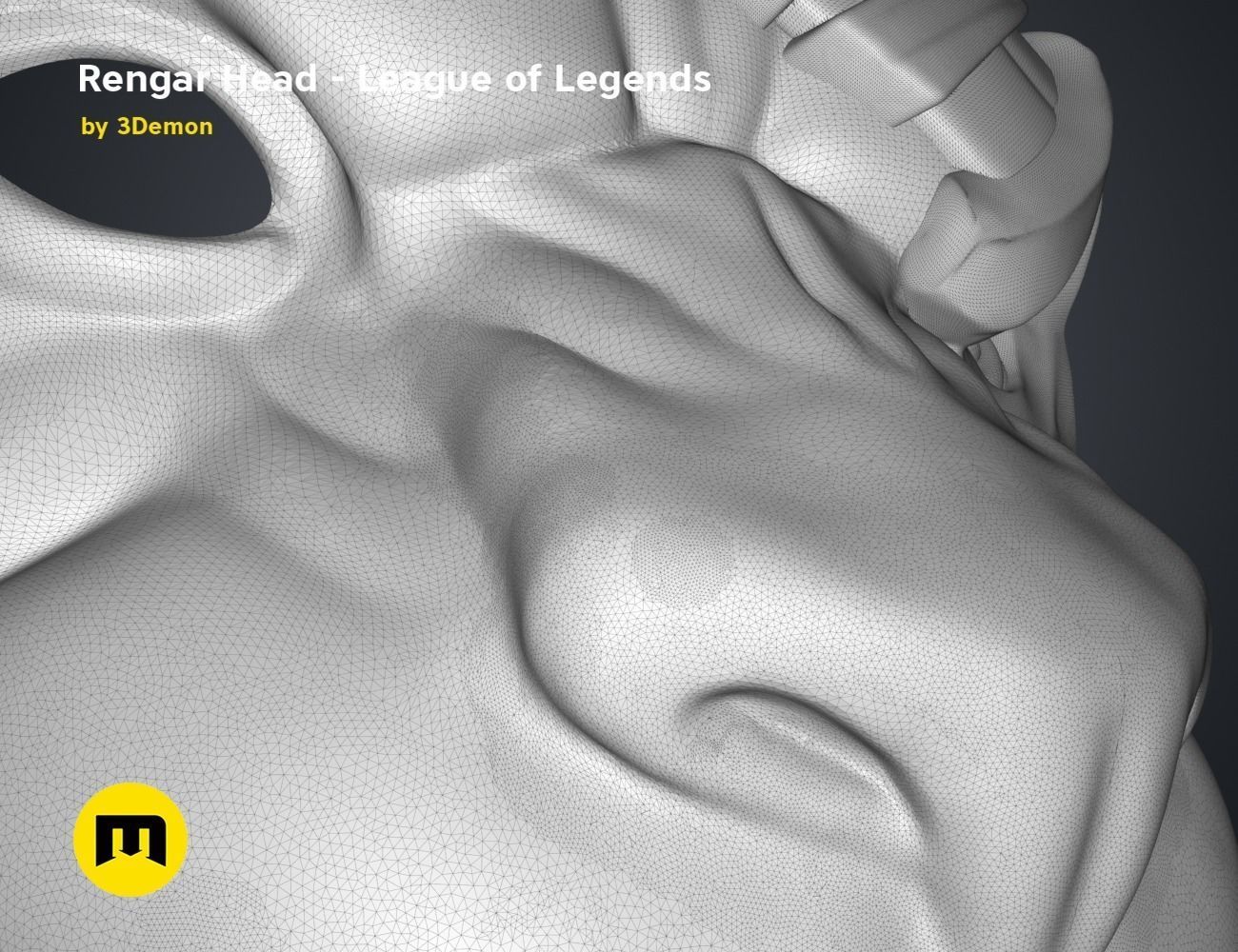 Rengar Head - League of Legends 3D print model_19