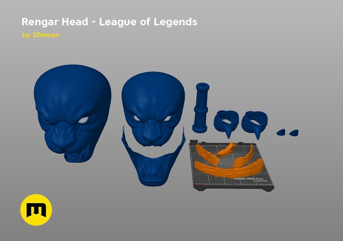 Rengar Head - League of Legends 3D print model_8