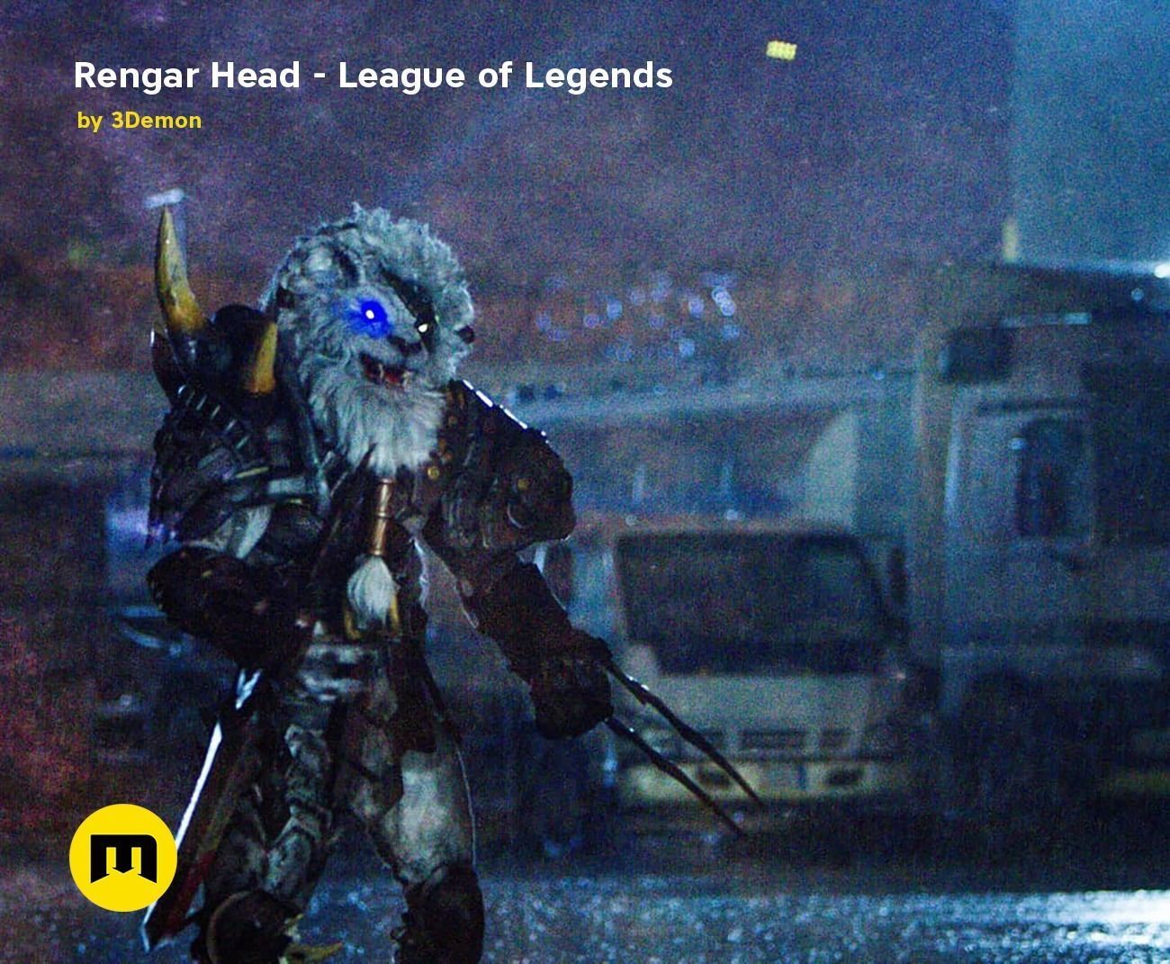 Rengar Head - League of Legends 3D print model_20