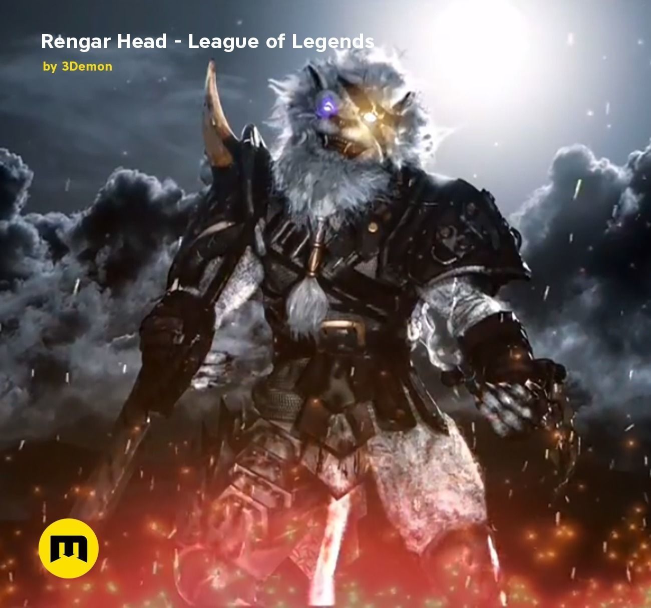 Rengar Head - League of Legends 3D print model_3