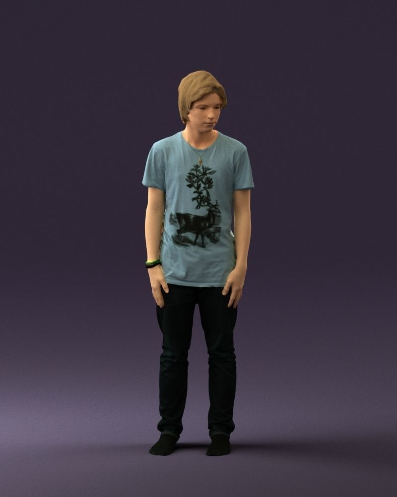 Junior in blue shirt jeans 0589 3D model_36