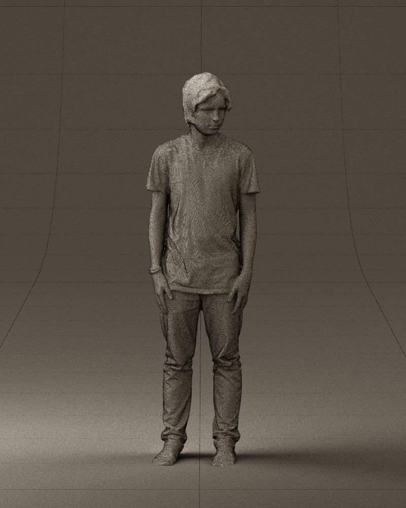 Junior in blue shirt jeans 0589 3D model_2