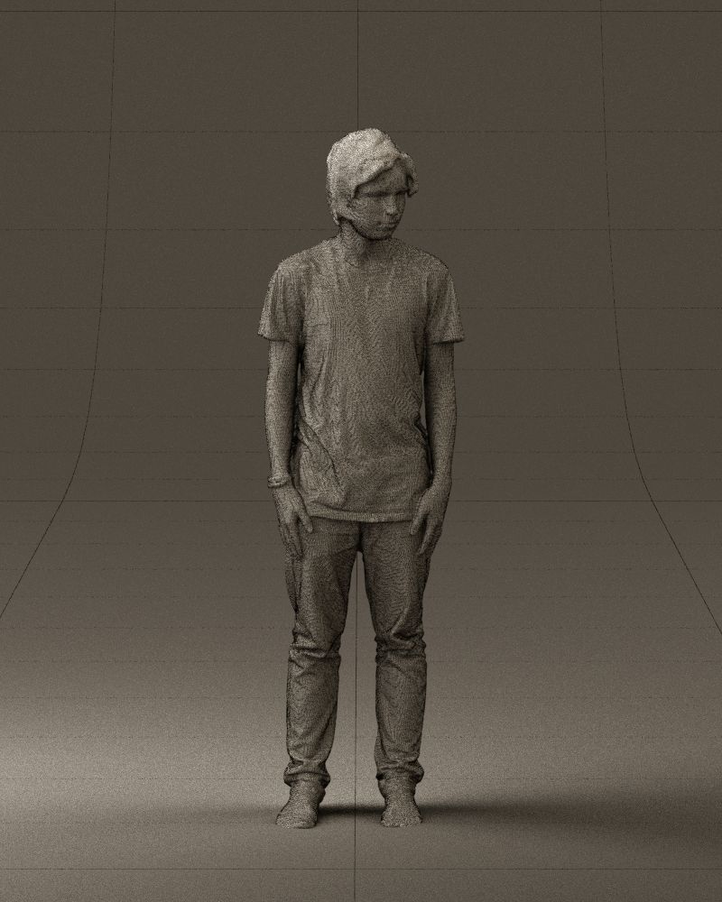 Junior in blue shirt jeans 0589 3D model_5