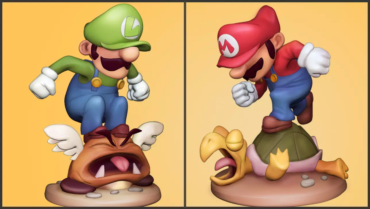 Mario and Luigi Miniature Figurines 3D print model