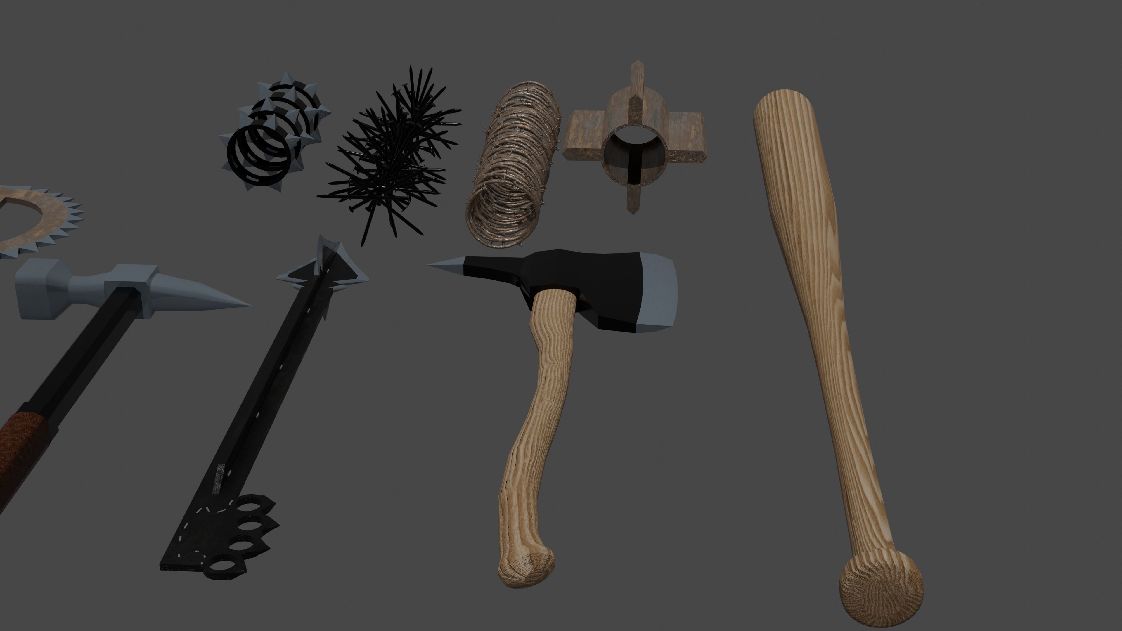 melee weapons Low-poly 3D model_1