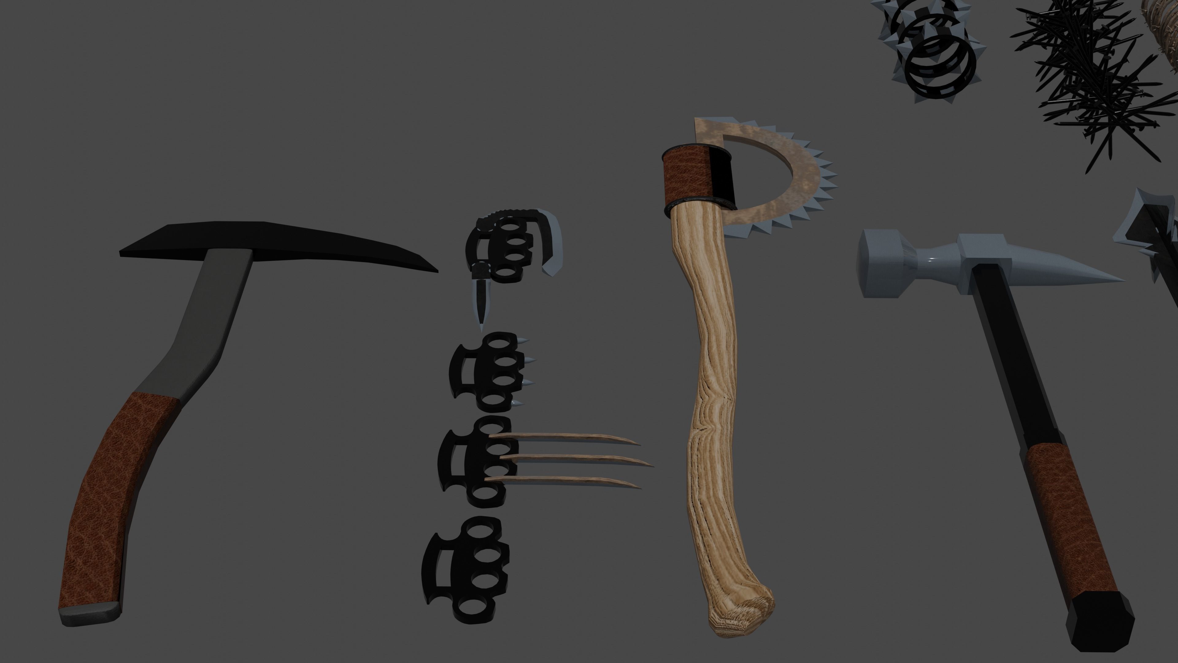 melee weapons Low-poly 3D model_2