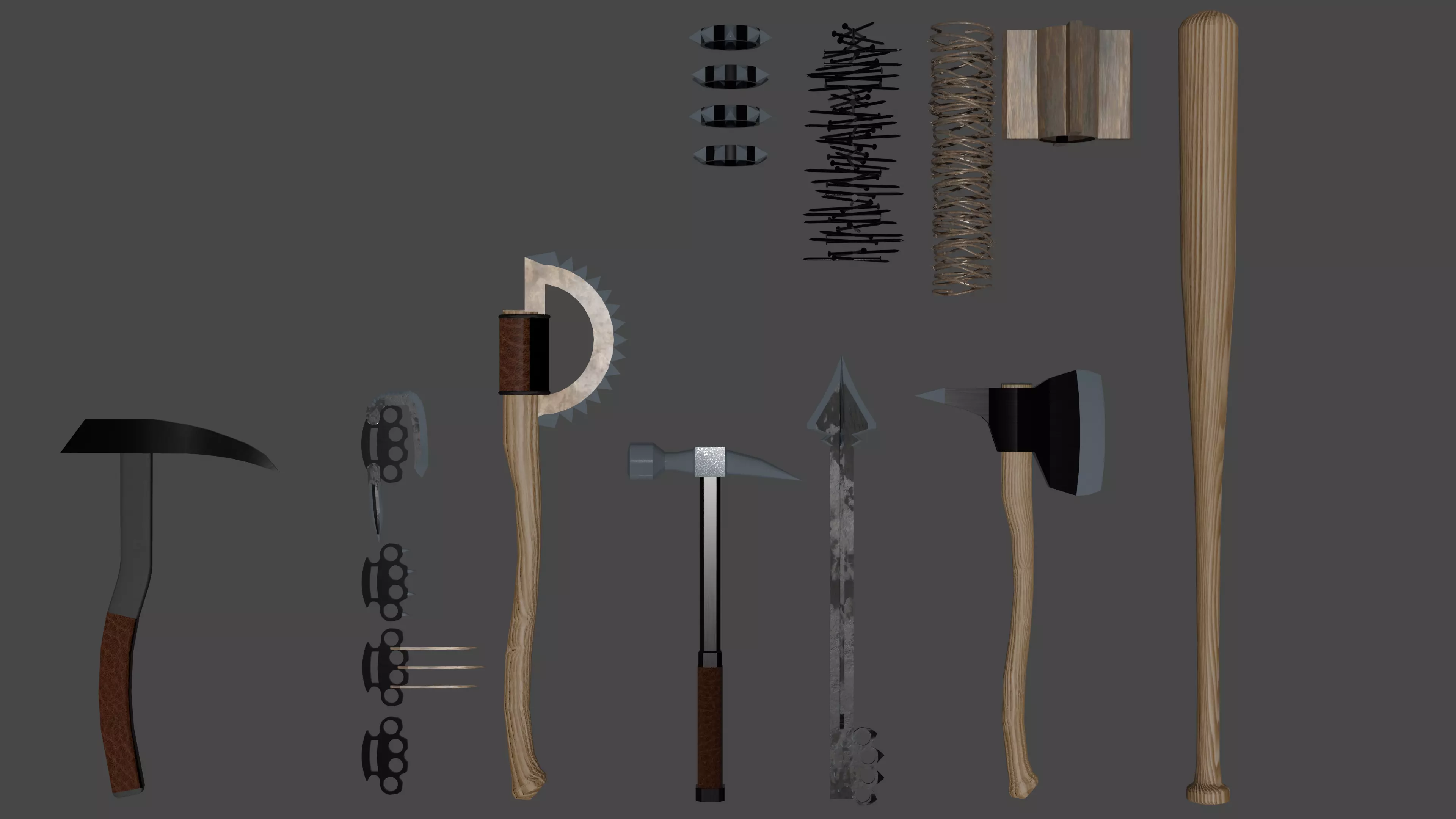 melee weapons Low-poly 3D model_0