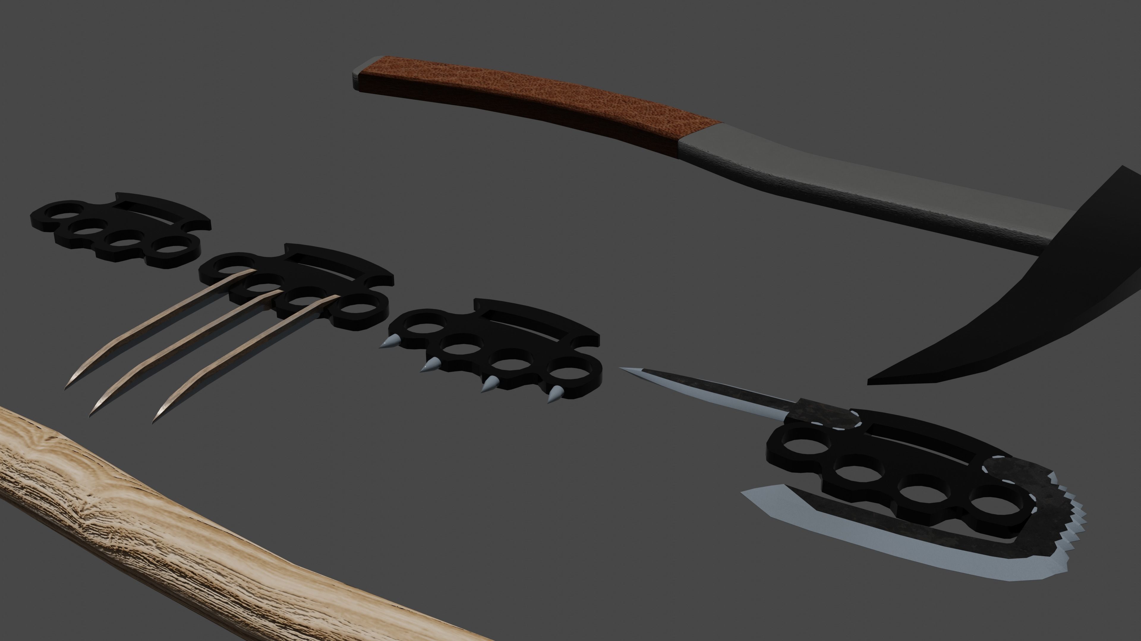 melee weapons Low-poly 3D model_3