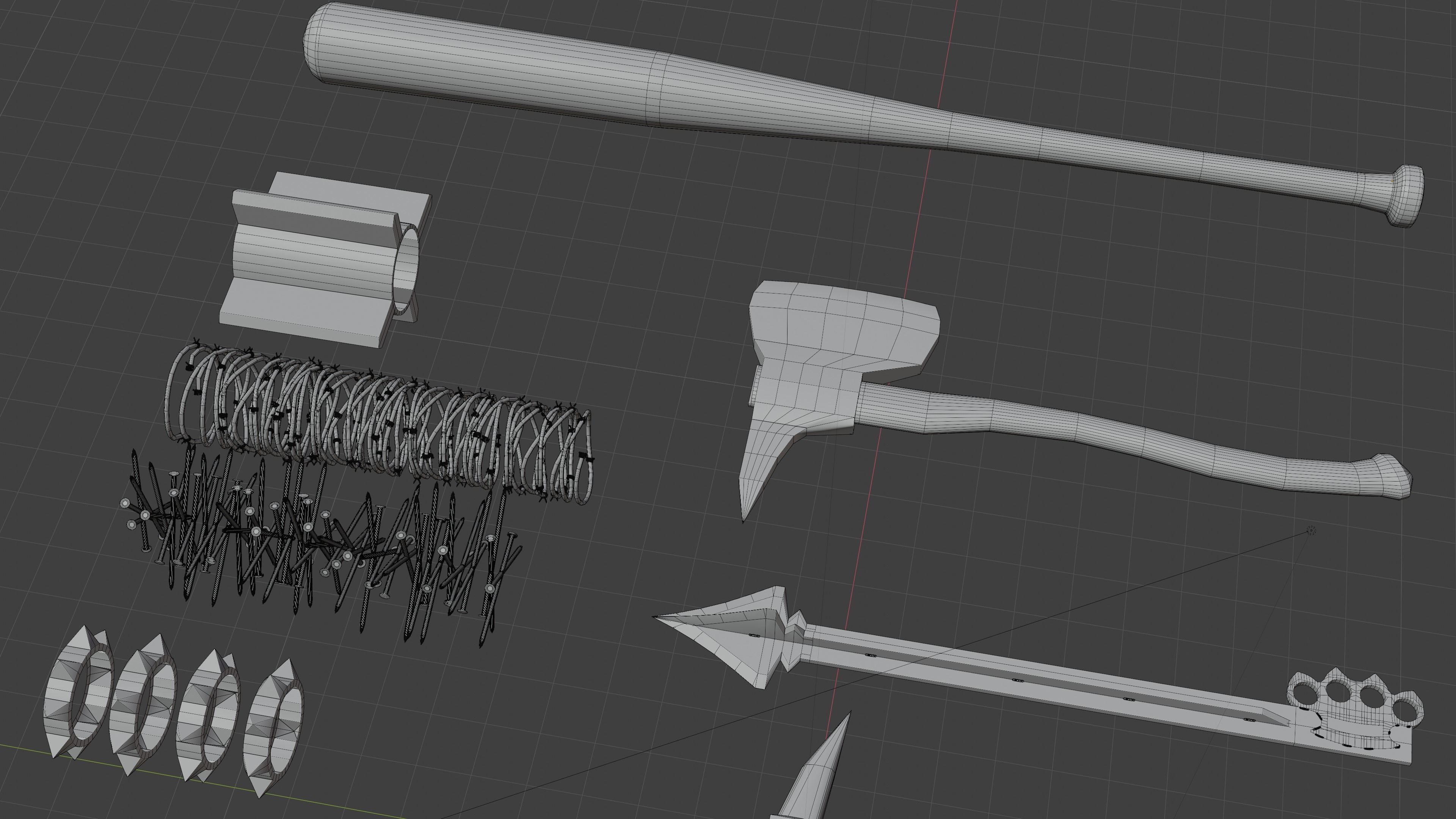 melee weapons Low-poly 3D model_10