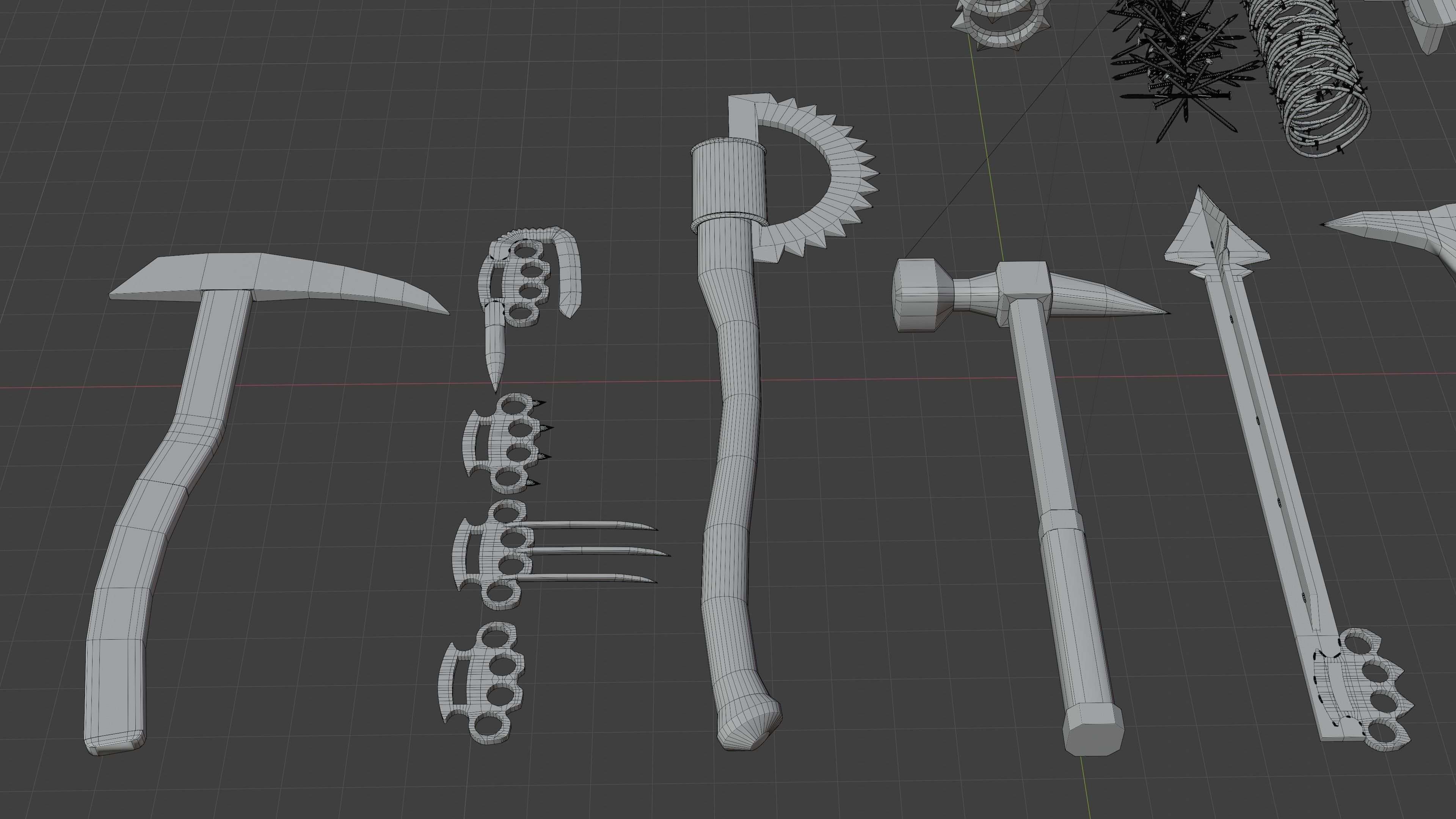 melee weapons Low-poly 3D model_9