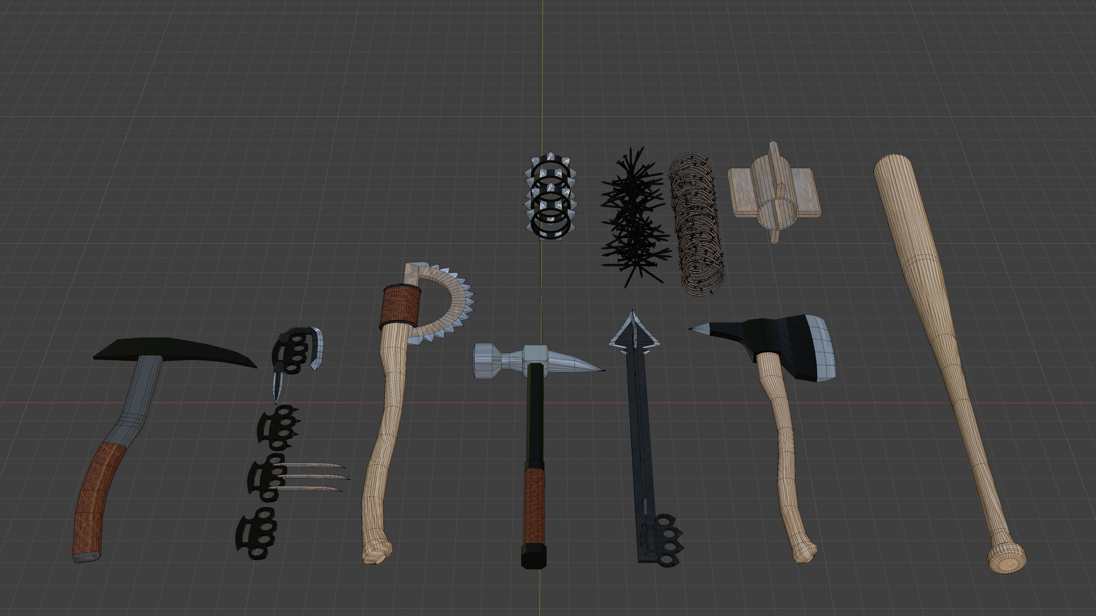 melee weapons Low-poly 3D model_8