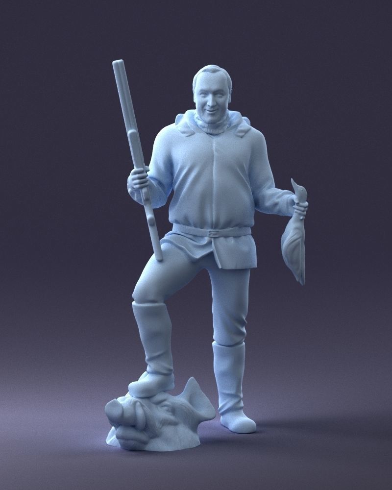 000267 Hunter with Rifle and Trophy 0527 3dp 3D print model_5