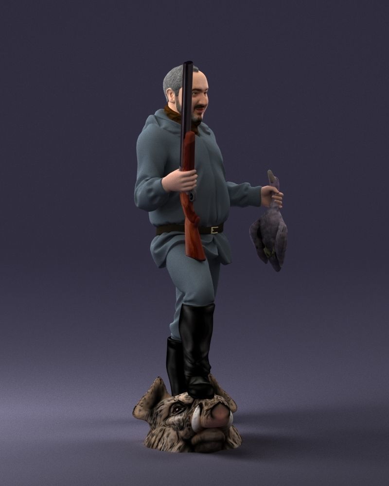 000267 Hunter with Rifle and Trophy 0527 3dp 3D print model_10
