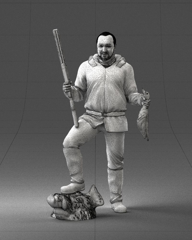 000267 Hunter with Rifle and Trophy 0527 3dp 3D print model_39