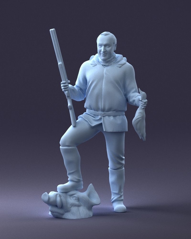 000267 Hunter with Rifle and Trophy 0527 3dp 3D print model_35