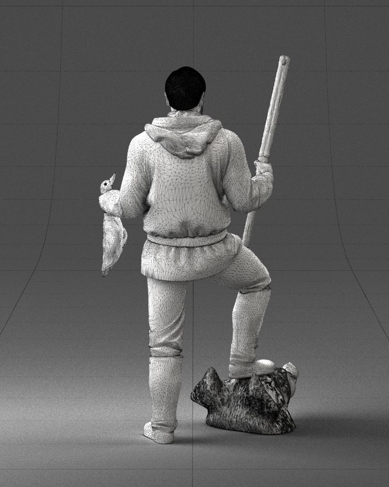 000267 Hunter with Rifle and Trophy 0527 3dp 3D print model_21