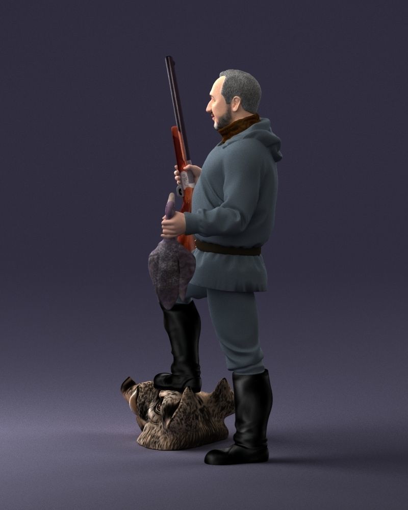 000267 Hunter with Rifle and Trophy 0527 3dp 3D print model_25