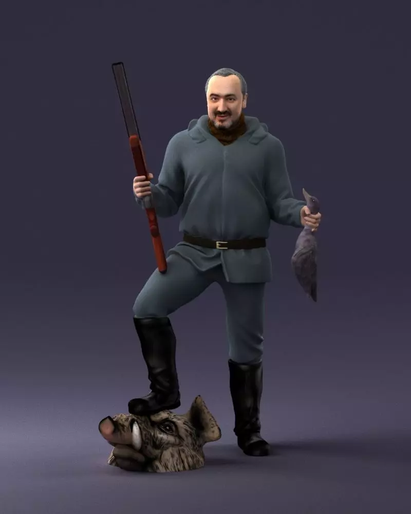 000267 Hunter with Rifle and Trophy 0527 3dp 3D print model_0