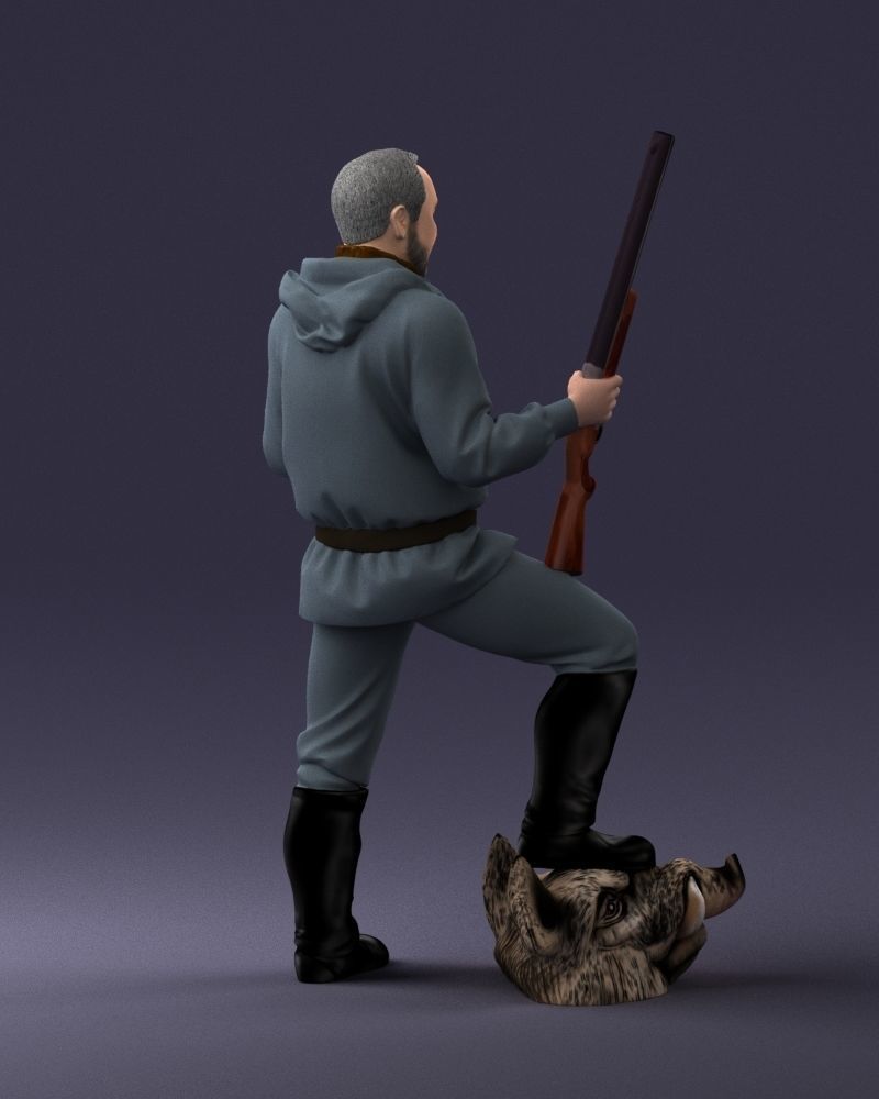 000267 Hunter with Rifle and Trophy 0527 3dp 3D print model_16