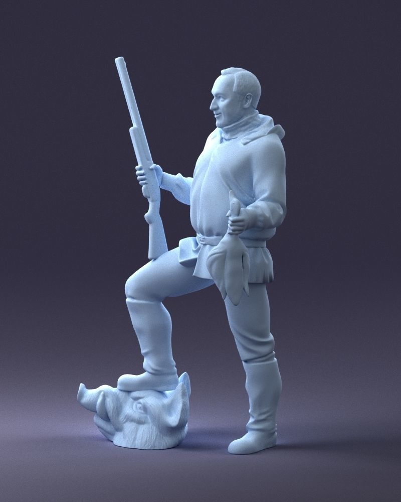 000267 Hunter with Rifle and Trophy 0527 3dp 3D print model_29