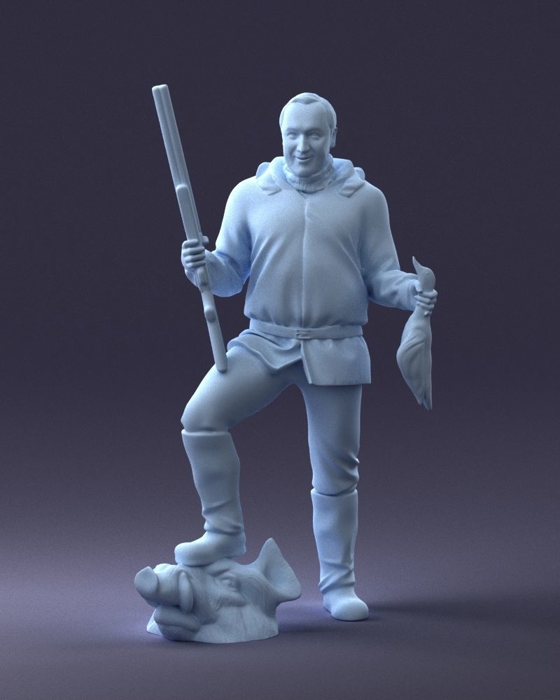 000267 Hunter with Rifle and Trophy 0527 3dp 3D print model_2