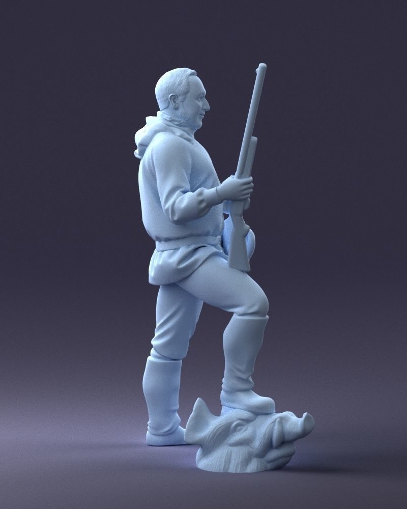 000267 Hunter with Rifle and Trophy 0527 3dp 3D print model_14
