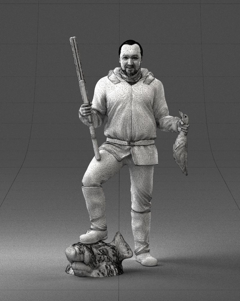 000267 Hunter with Rifle and Trophy 0527 3dp 3D print model_6