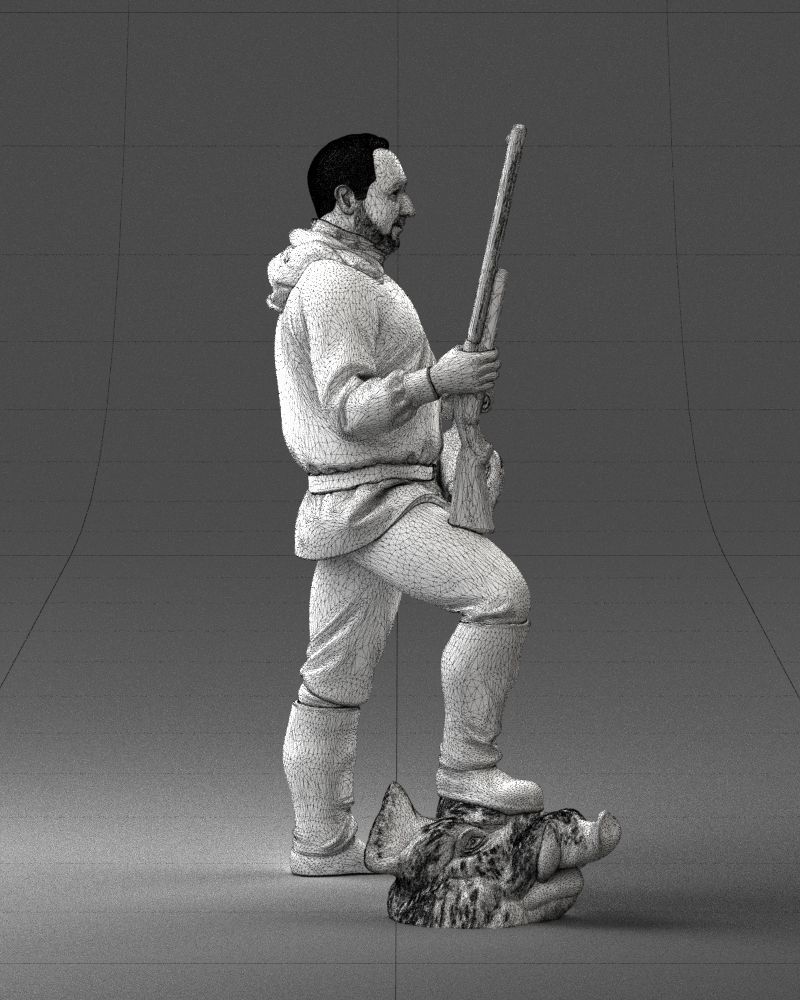000267 Hunter with Rifle and Trophy 0527 3dp 3D print model_15