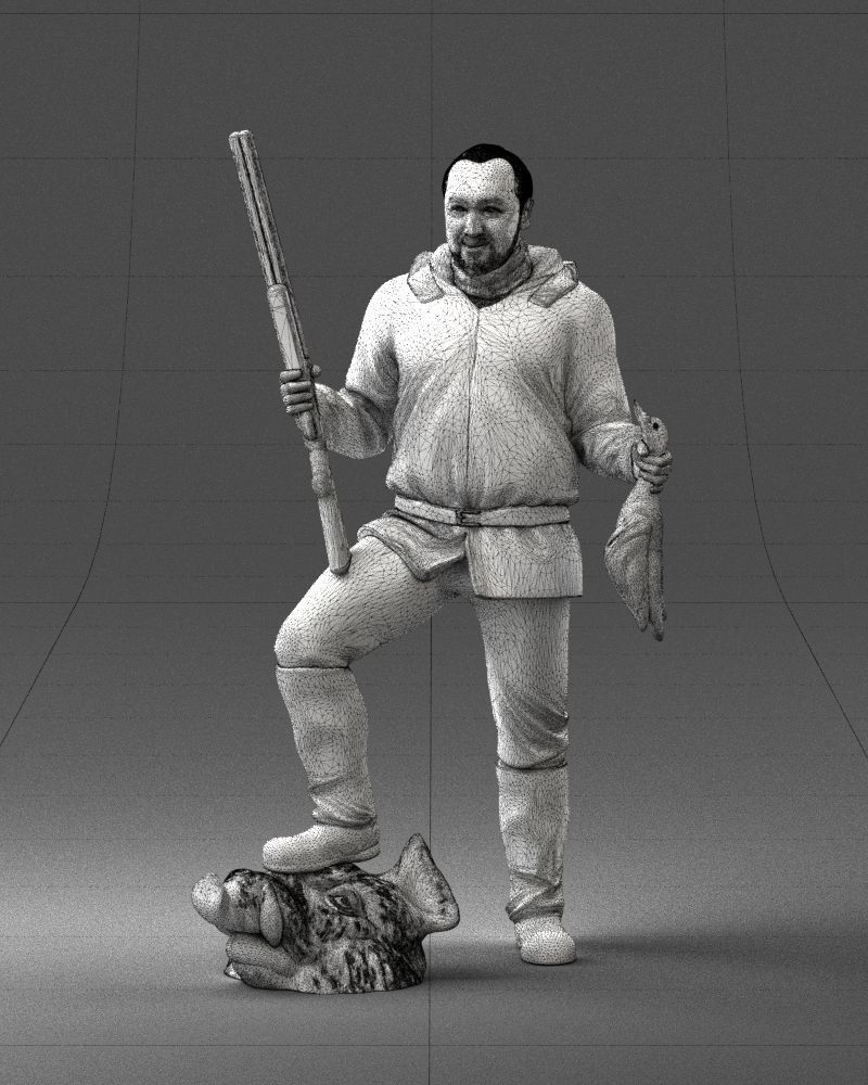 000267 Hunter with Rifle and Trophy 0527 3dp 3D print model_36