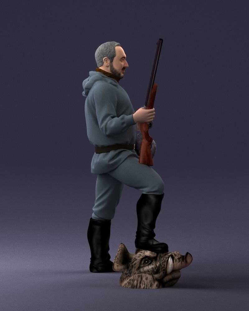 000267 Hunter with Rifle and Trophy 0527 3dp 3D print model_13