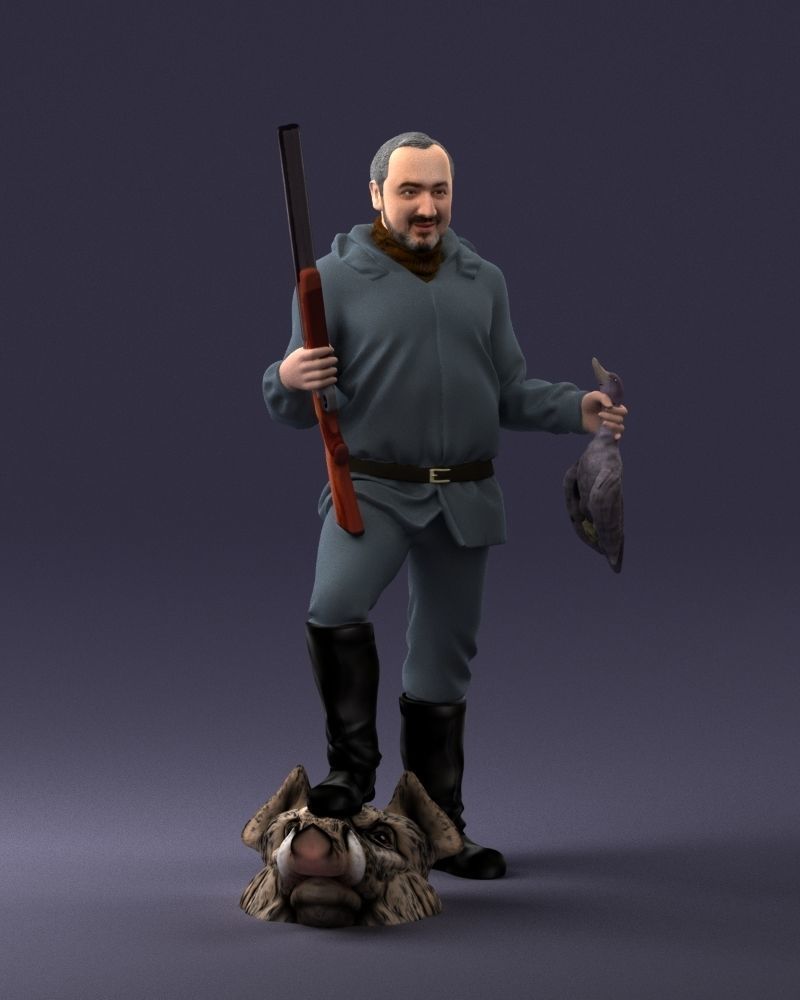 000267 Hunter with Rifle and Trophy 0527 3dp 3D print model_7
