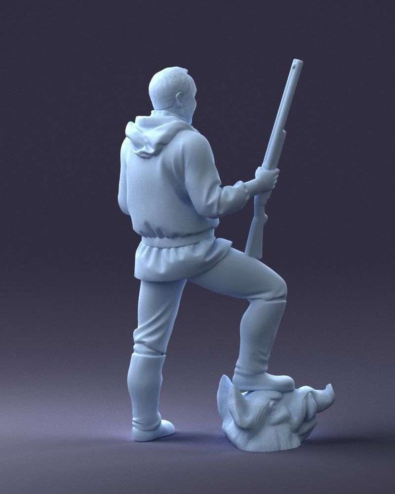 000267 Hunter with Rifle and Trophy 0527 3dp 3D print model_17