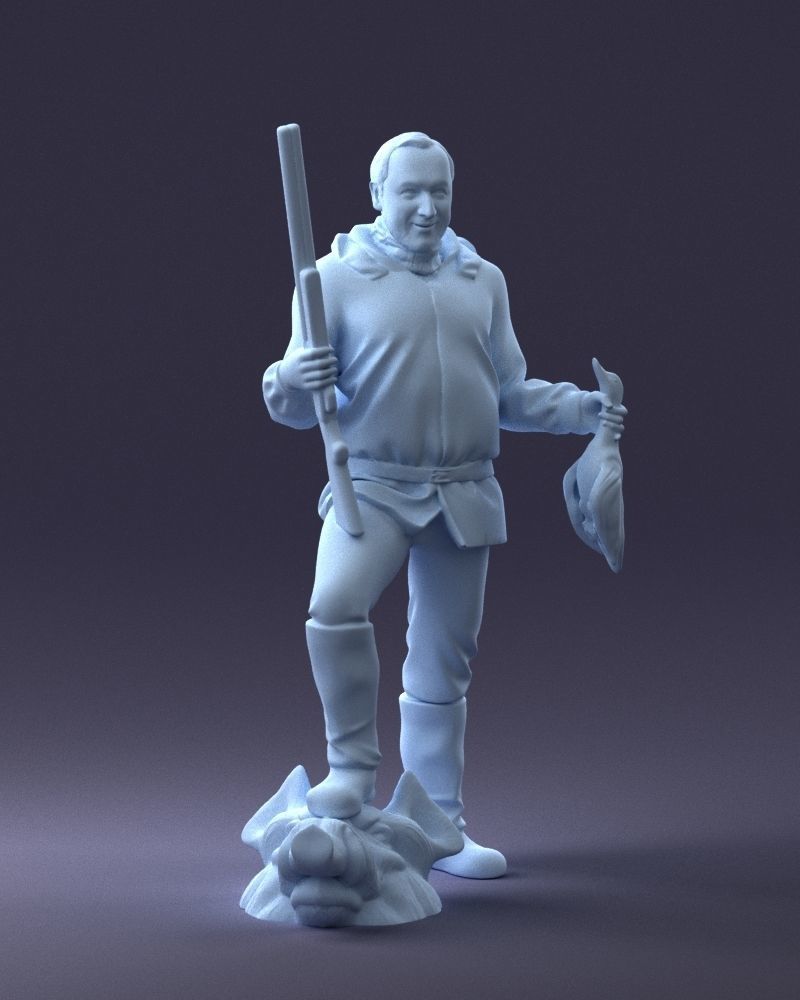 000267 Hunter with Rifle and Trophy 0527 3dp 3D print model_8