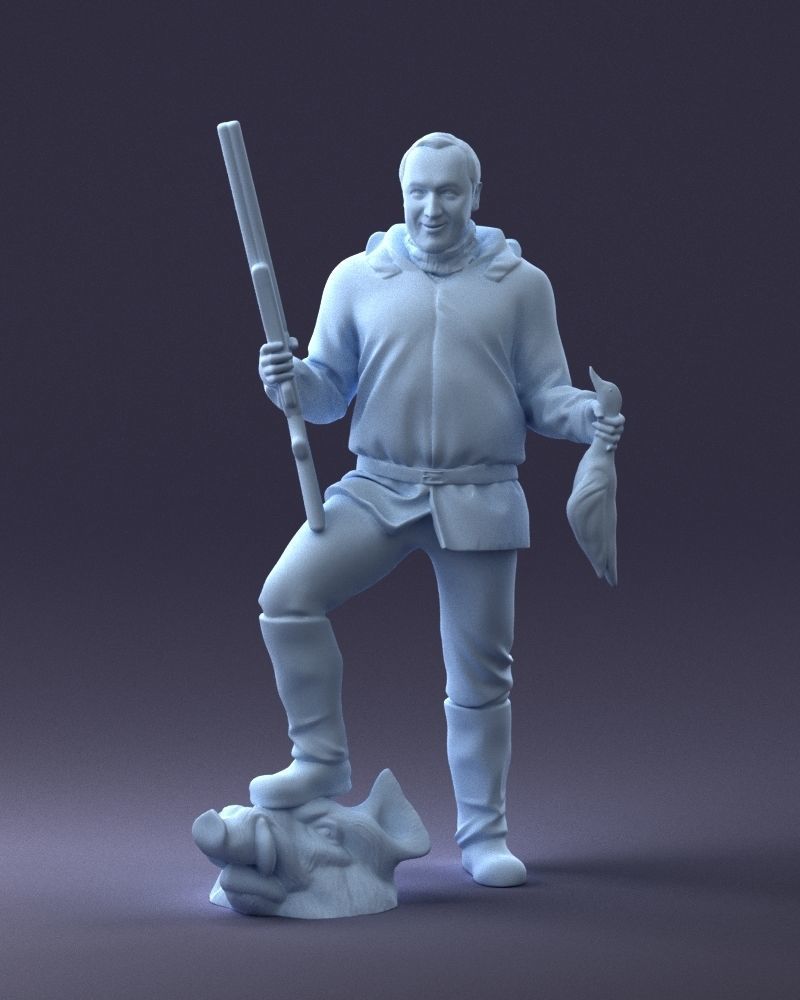 000267 Hunter with Rifle and Trophy 0527 3dp 3D print model_38