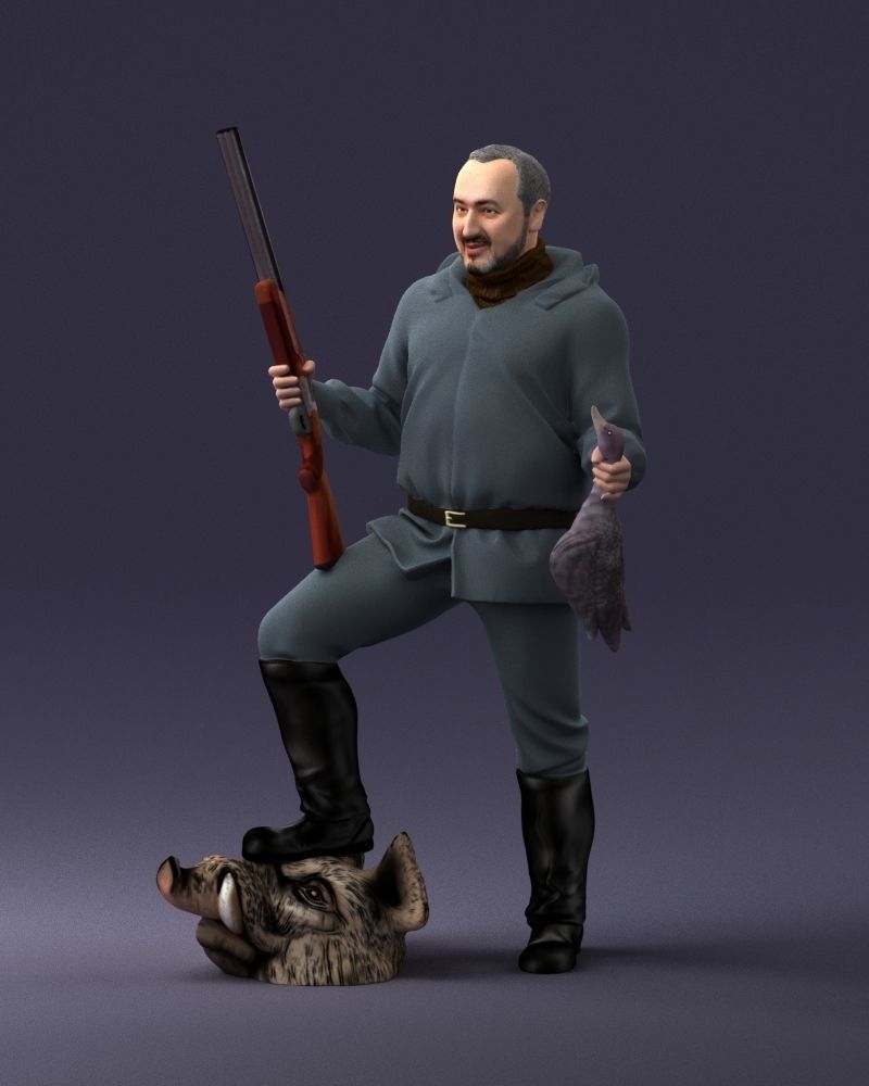 000267 Hunter with Rifle and Trophy 0527 3dp 3D print model_31