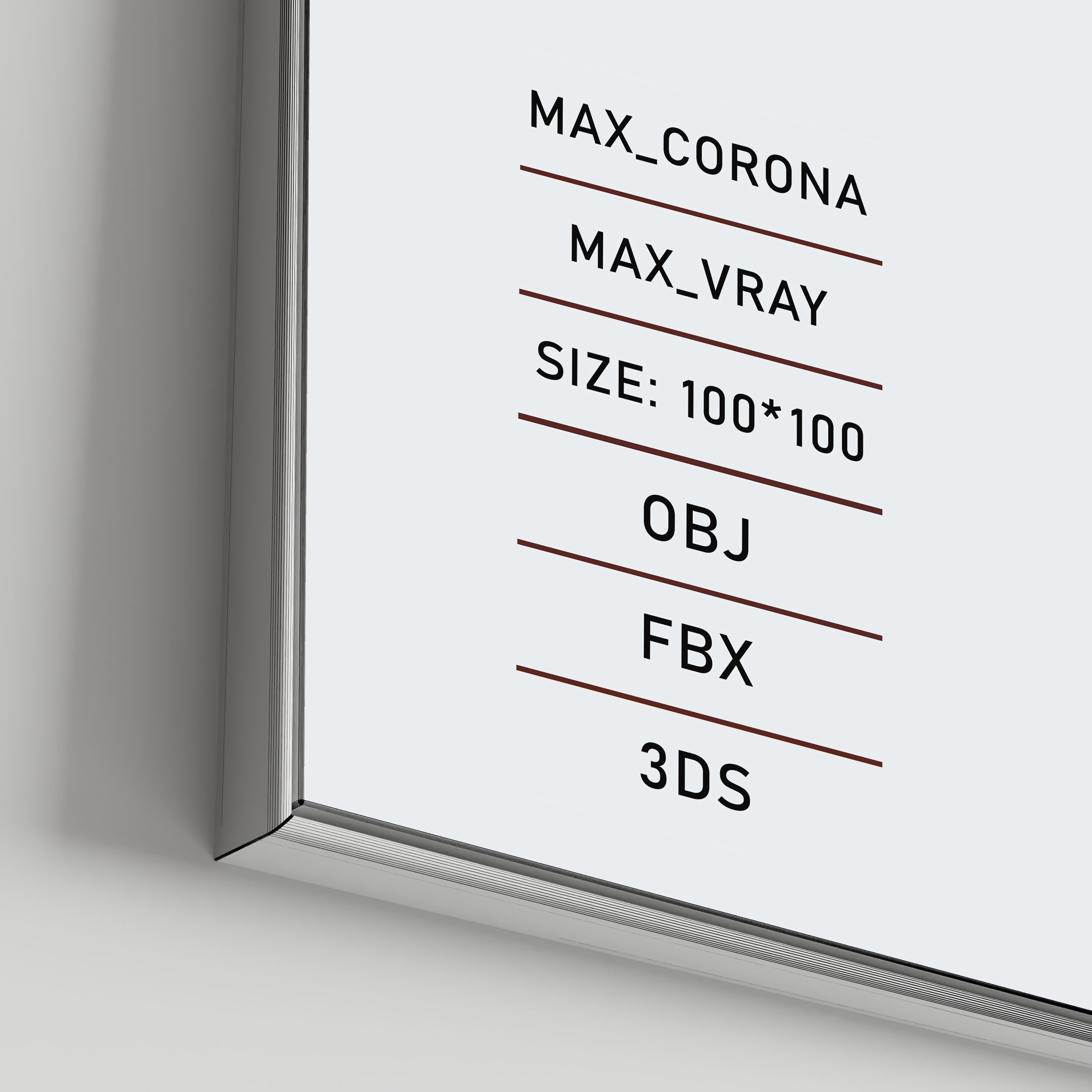 Plaster two square photo frames 39 Low-poly 3D model_12