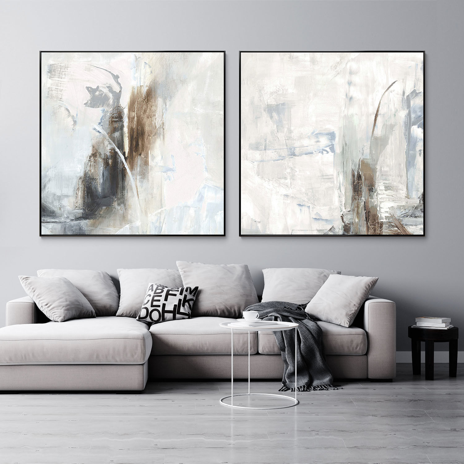 Plaster two square photo frames 39 Low-poly 3D model_8