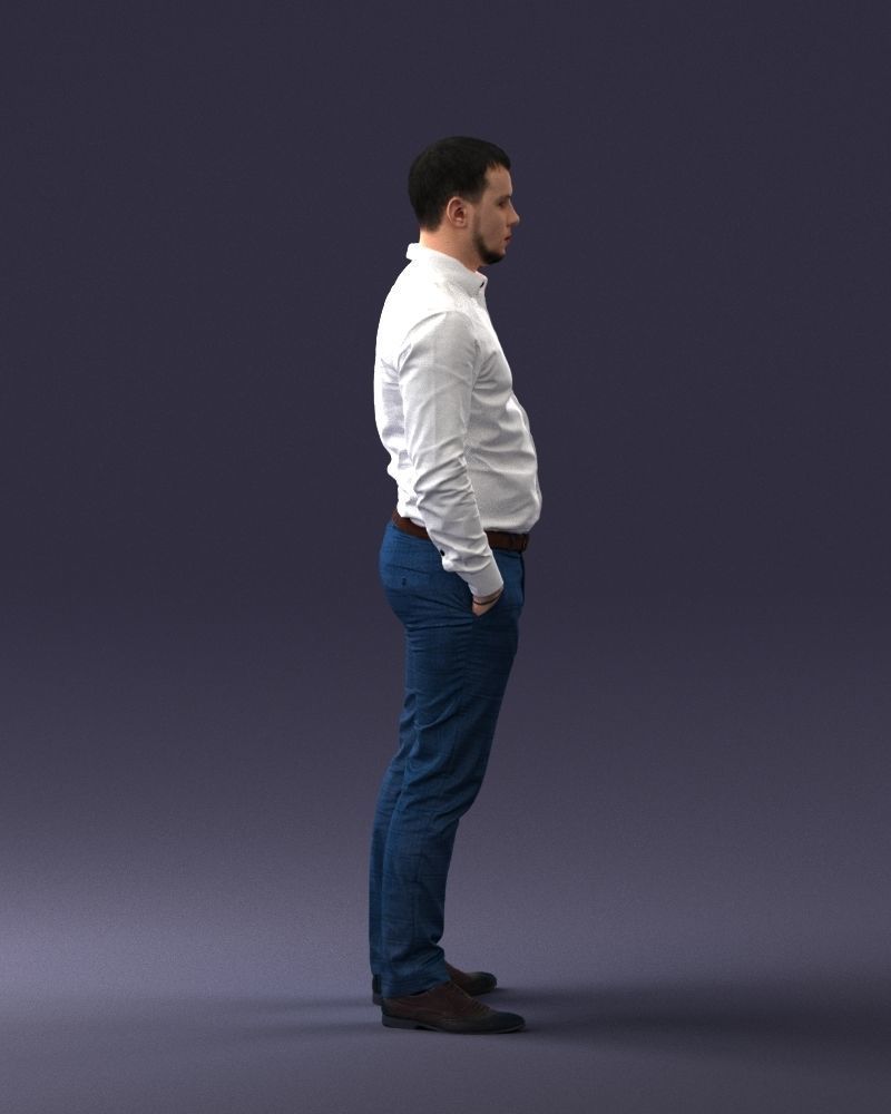000242 Man in White Shirt and Blue Formal Trousers 0116 3D model_13