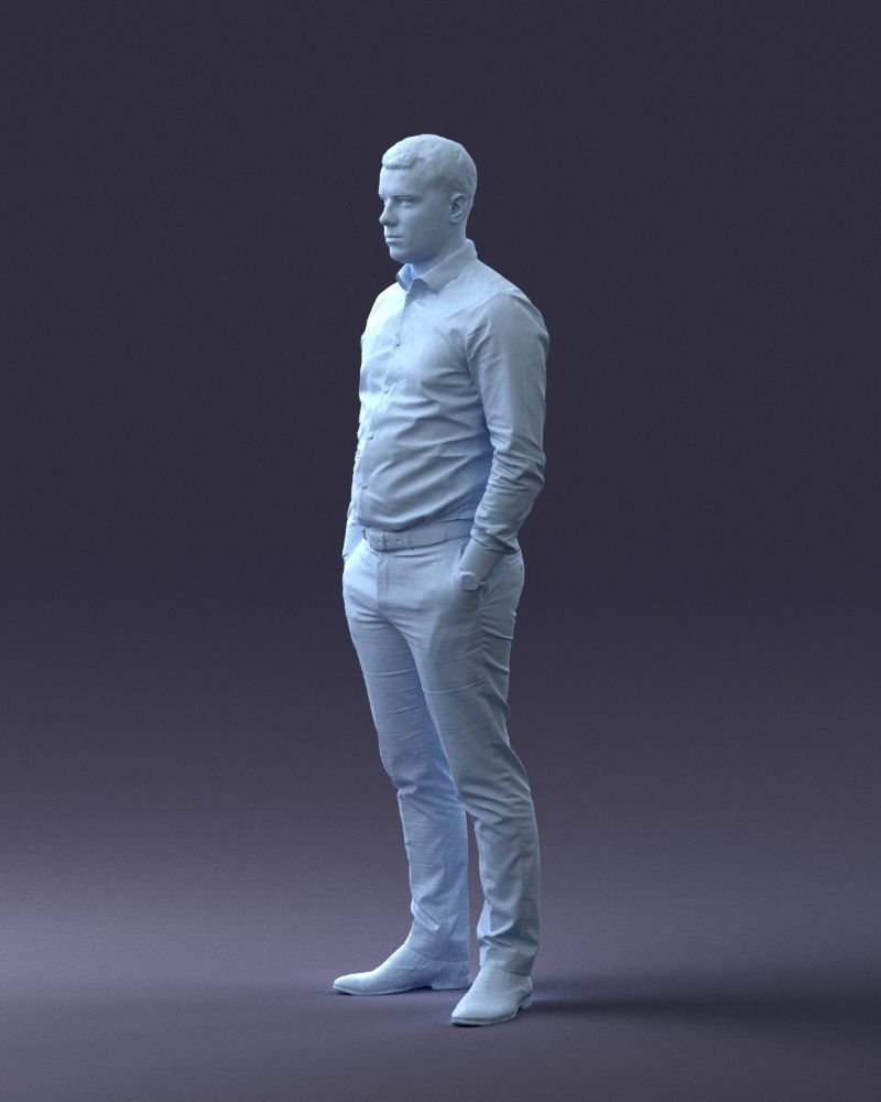 000242 Man in White Shirt and Blue Formal Trousers 0116 3D model_29