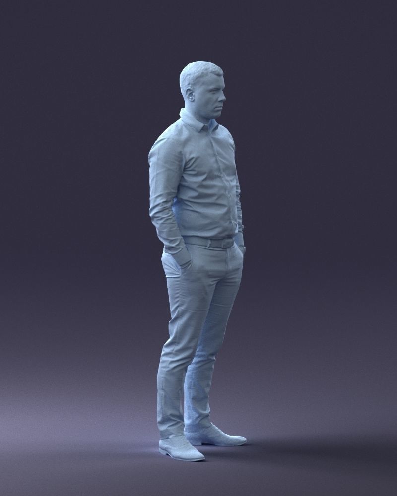 000242 Man in White Shirt and Blue Formal Trousers 0116 3D model_11