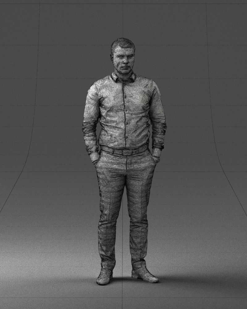 000242 Man in White Shirt and Blue Formal Trousers 0116 3D model_6