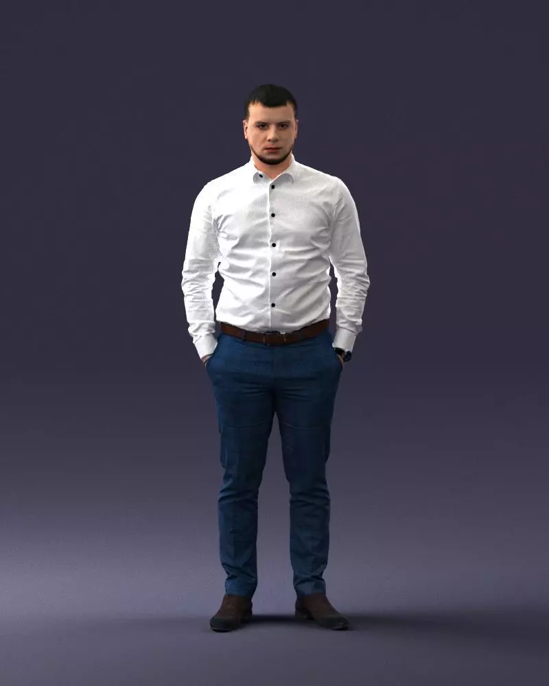 000242 Man in White Shirt and Blue Formal Trousers 0116 3D model_0
