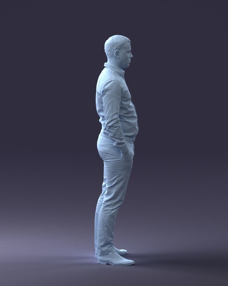 000242 Man in White Shirt and Blue Formal Trousers 0116 3D model_14