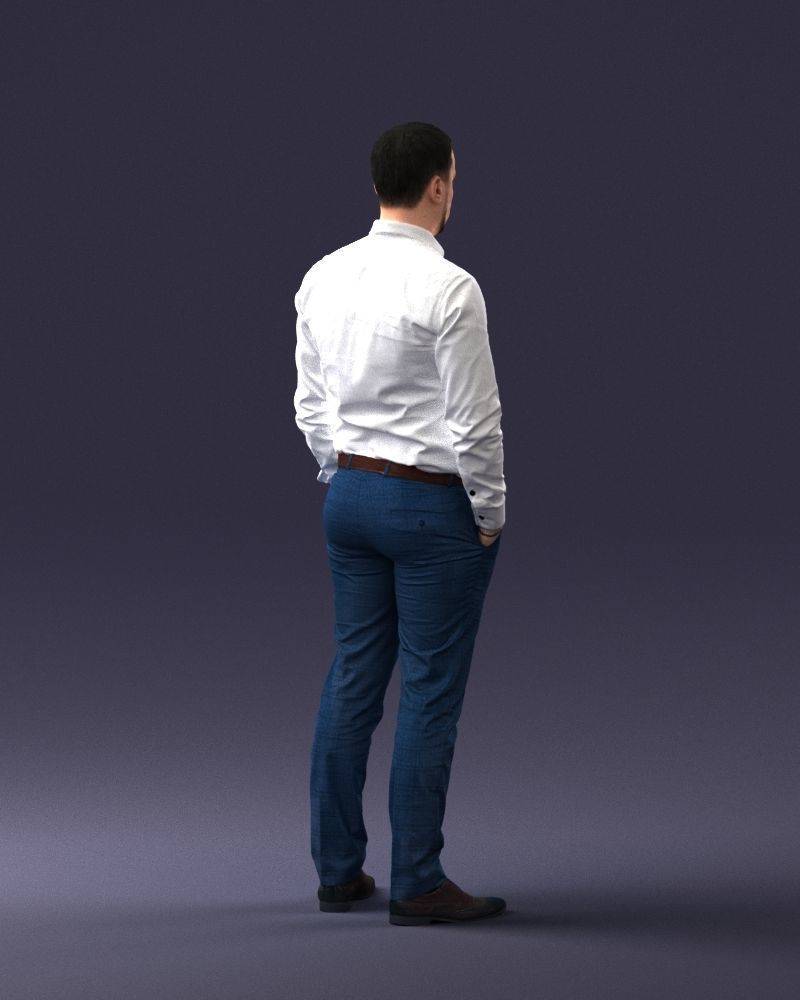 000242 Man in White Shirt and Blue Formal Trousers 0116 3D model_16